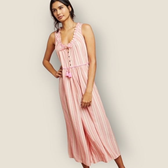 Anthropologie Cream, Orange & Pink Visayas Striped Jumpsuit - XS - Picture 2 of 11